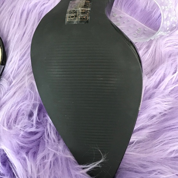 Black Sparkle Lucite Pointed Open Toe Stiletto - Picture 9 of 10